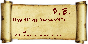 Ungváry Barnabás névjegykártya